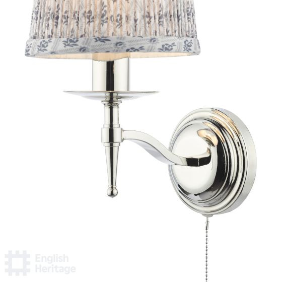 Där Lighting English Heritage Marble Hill Wall Light Polished Nickel With Shade