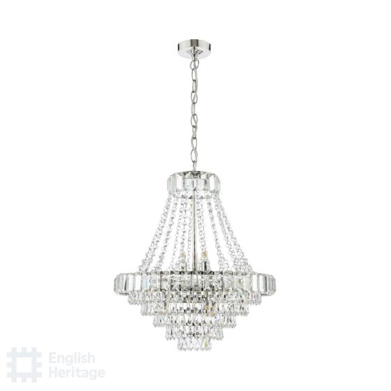 Där Lighting English Heritage Osborne House 12 Light Chandelier Polished Nickel And Crystal