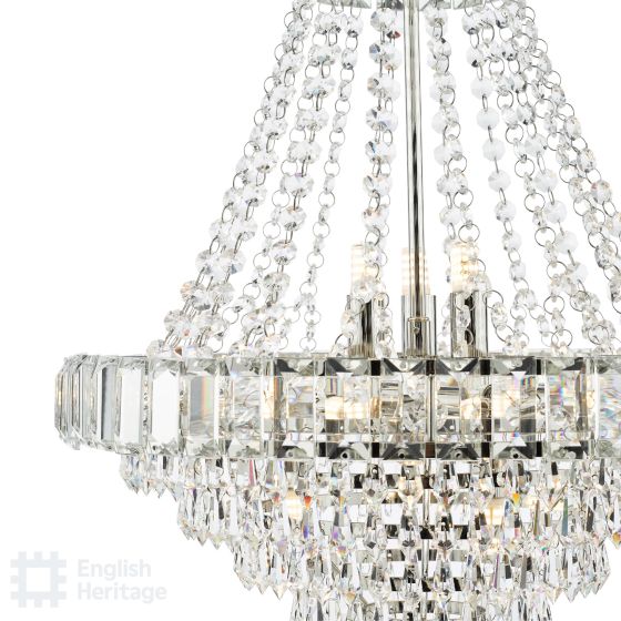 Där Lighting English Heritage Osborne House 12 Light Chandelier Polished Nickel And Crystal