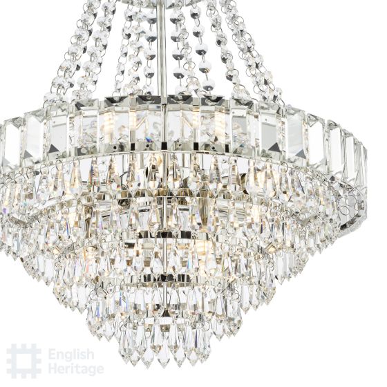 Där Lighting English Heritage Osborne House 12 Light Chandelier Polished Nickel And Crystal