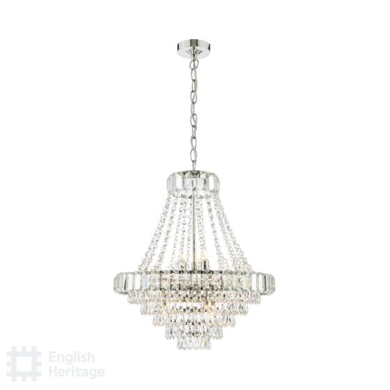 där lighting English Heritage Osborne House 12 Light Chandelier Polished Nickel and Crystal