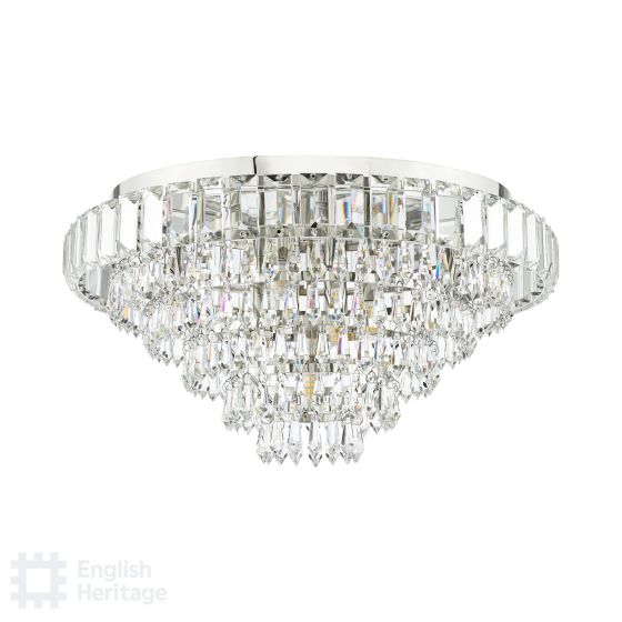 Där Lighting English Heritage Osborne House 7 Light Flush Polished Nickel And Crystal