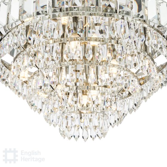 Där Lighting English Heritage Osborne House 7 Light Flush Polished Nickel And Crystal