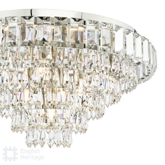 Där Lighting English Heritage Osborne House 7 Light Flush Polished Nickel And Crystal