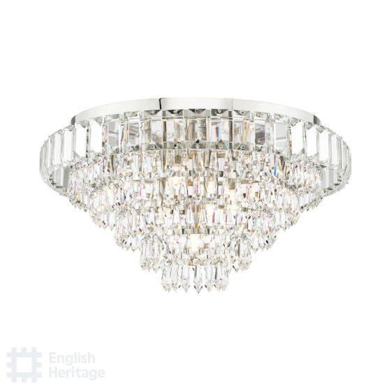 där lighting English Heritage Osborne House 7 Light Flush Polished Nickel and Crystal