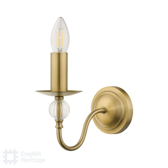 Där Lighting English Heritage Wrest Park Wall Light Aged Brass And Ribbed Glass