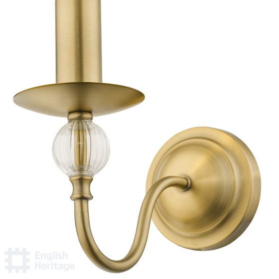 Där Lighting English Heritage Wrest Park Wall Light Aged Brass And Ribbed Glass