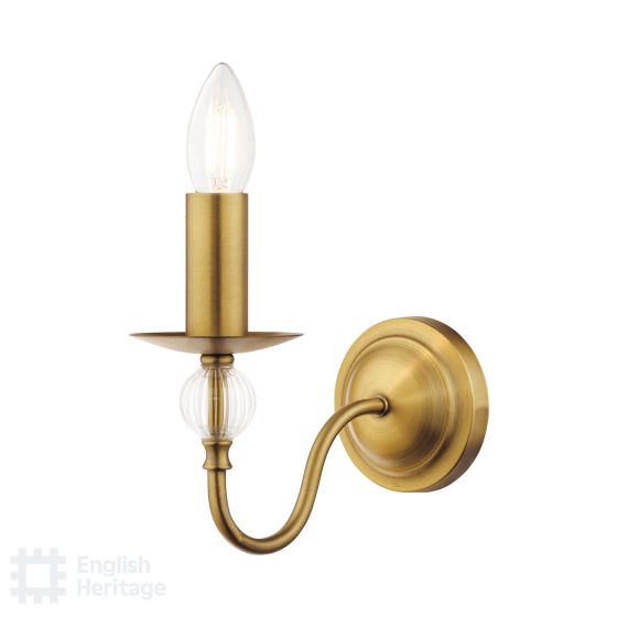 där lighting English Heritage Wrest Park Wall Light Aged Brass and Ribbed Glass