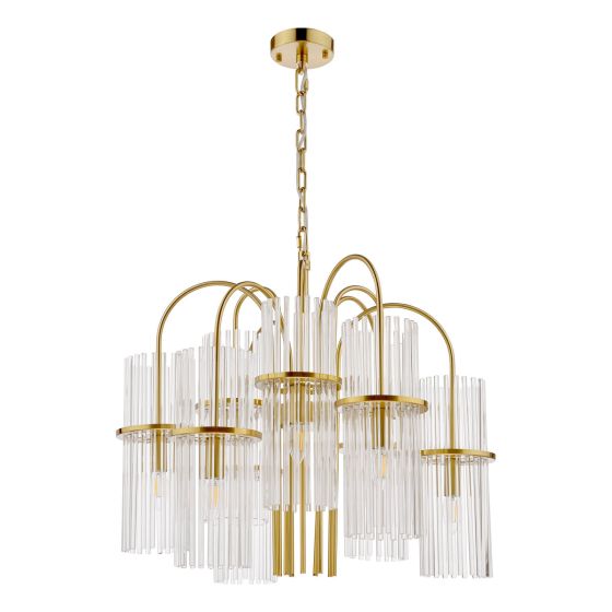 Där Lighting Eniola 9 Light Pendant Natural Brass And Glass