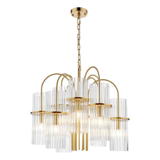 där lighting Eniola 9 Light Pendant Natural Brass and Glass