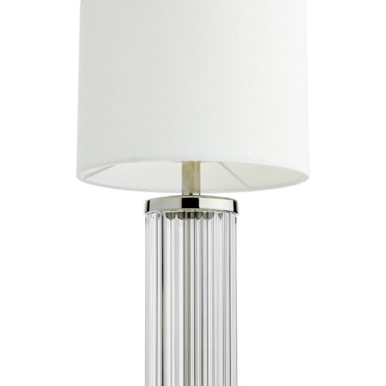 Där Lighting Enrico Rechargeable Table Lamp Polished Nickel And Glass With Shade LED