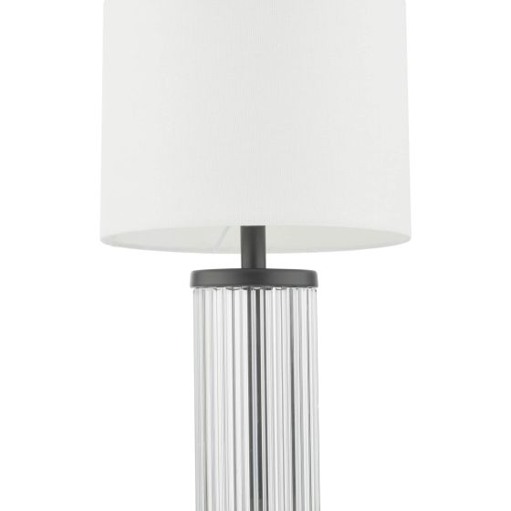 Där Lighting Enrico Rechargeable Table Lamp Satin Black And Glass With Shade LED