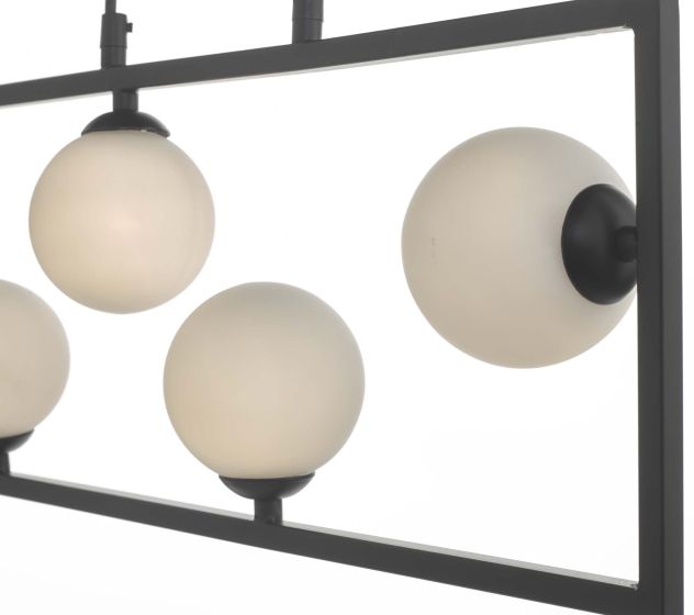Där Lighting Ensio 4 Light Pendant Matt Black & Opal Glass