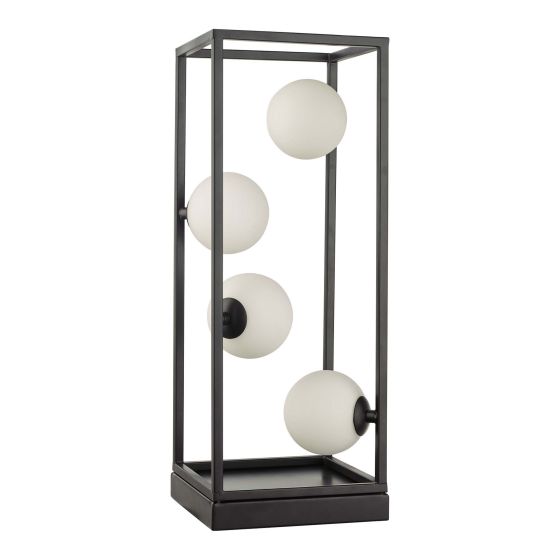 Där Lighting Ensio 4 Light Table Lamp Matt Black & Opal Glass