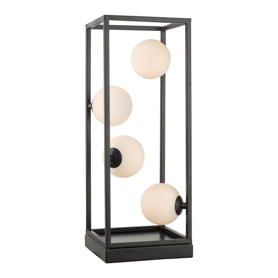 där lighting Ensio 4 Light Table Lamp Matt Black & Opal Glass
