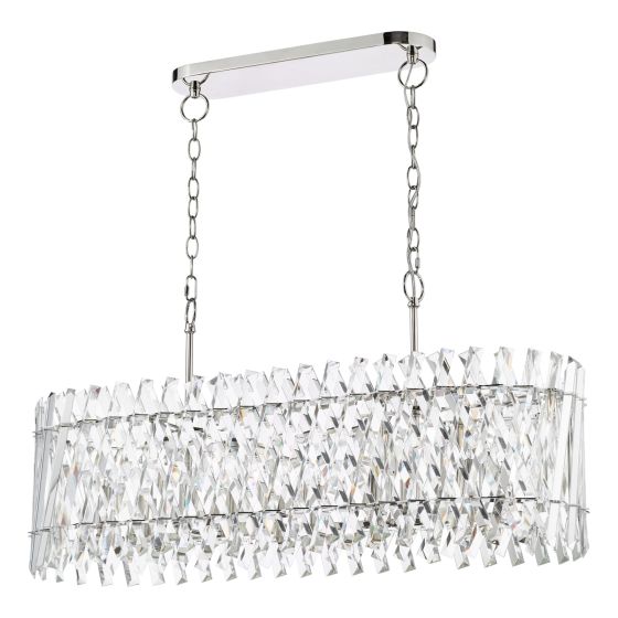 Där Lighting Entwine 10 Light Bar Pendant Polished Nickel And Crystal