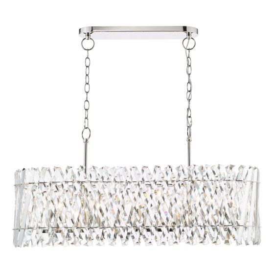 Där Lighting Entwine 10 Light Bar Pendant Polished Nickel And Crystal