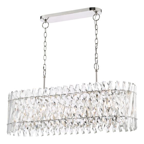 där lighting Entwine 10 Light Bar Pendant Polished Nickel and Crystal