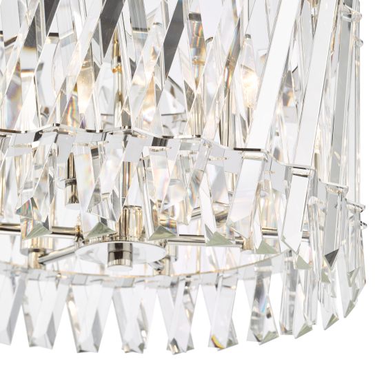 Där Lighting Entwine 6 Light Pendant Polished Nickel And Crystal