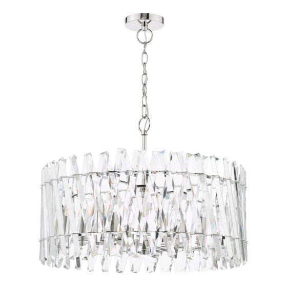 Där Lighting Entwine 8 Light Pendant Polished Nickel And Crystal