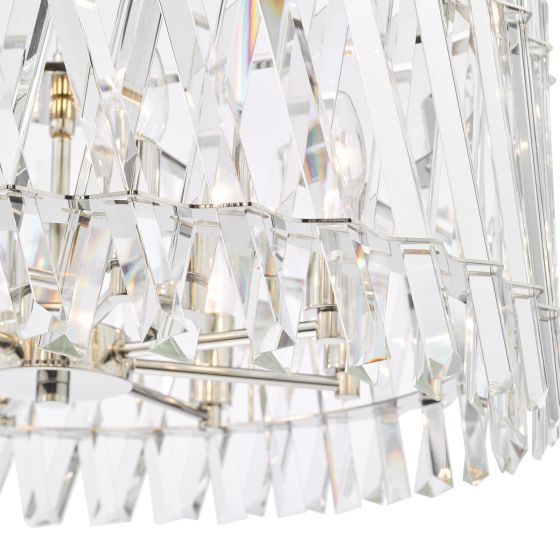 Där Lighting Entwine 8 Light Pendant Polished Nickel And Crystal