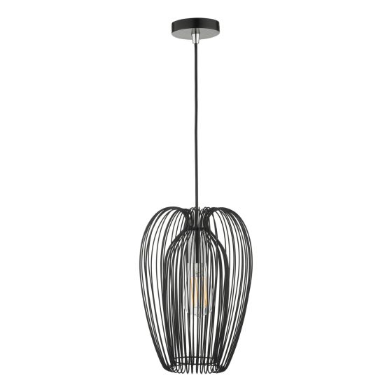 Där Lighting Ero 1 Light Single Pendant Black And Chrome