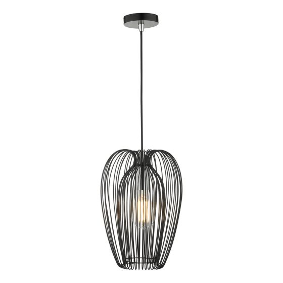 där lighting Ero 1 Light Single Pendant Black And Chrome