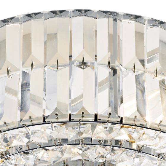 där lighting Errol Crystal Semi Flush Fitting Polished Chrome