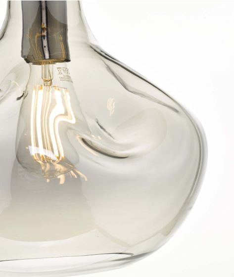 Där Lighting Esarosa 1 Light Pendant Black Chrome And Smoked Glass