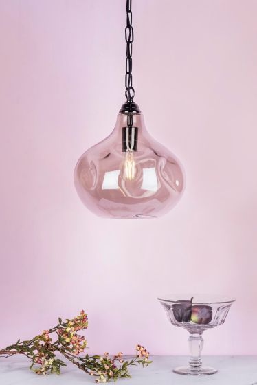 Där Lighting Esarosa 1 Light Pendant Black Chrome And Smoked Glass