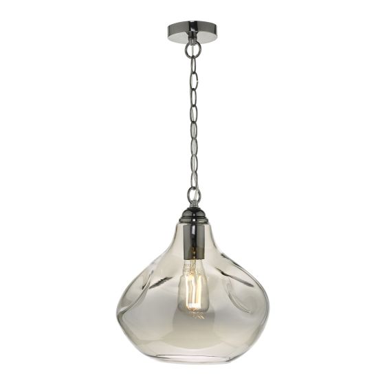 där lighting Esarosa 1 Light Pendant Black Chrome And Smoked Glass