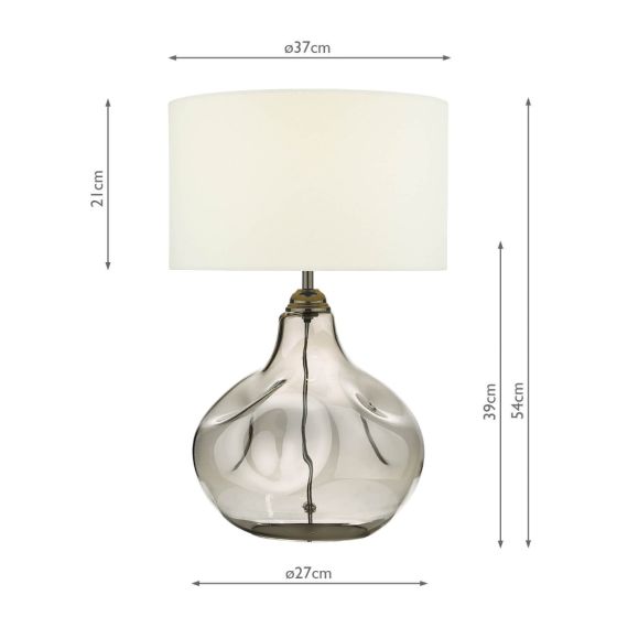 Där Lighting Esarosa Table Lamp Smoked Glass With White Linen Shade