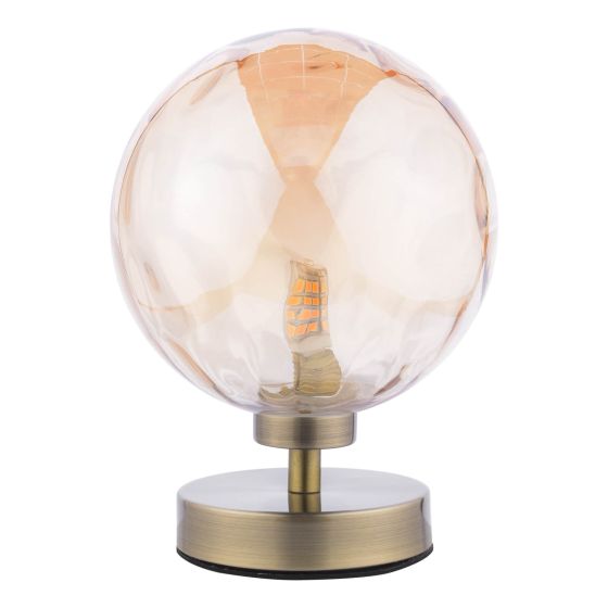 Där Lighting Esben Table Lamp Antique Brass Amber Dimpled Glass