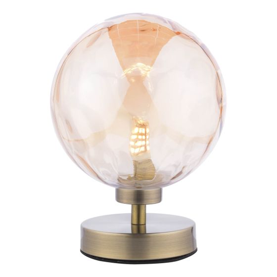 där lighting Esben Table Lamp Antique Brass Amber Dimpled Glass