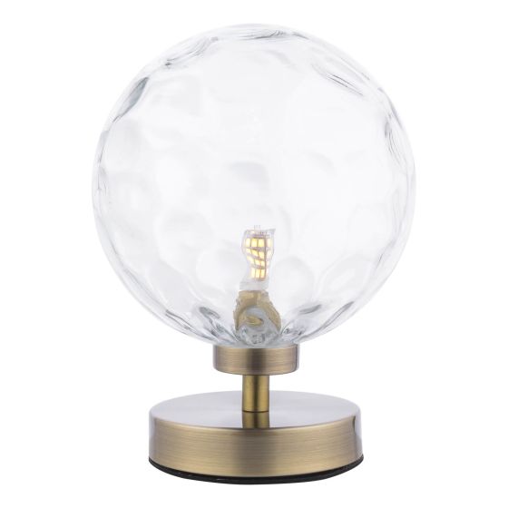 där lighting Esben Table Lamp Antique Brass Clear Dimpled Glass