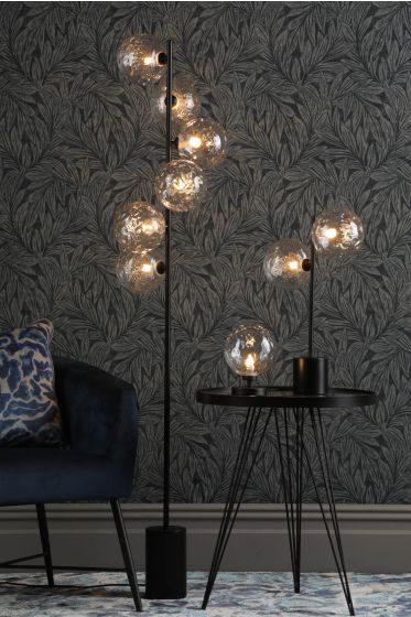 Där Lighting Esben Table Lamp Matt Black Clear Dimpled Glass