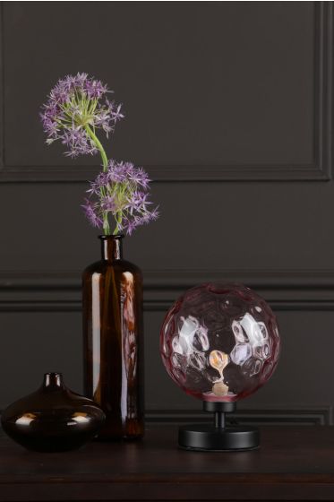 Där Lighting Esben Table Lamp Matt Black Pink Dimpled Glass