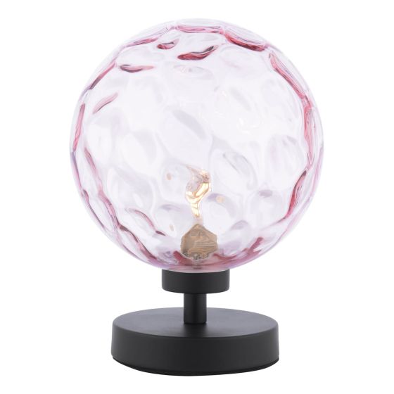där lighting Esben Table Lamp Matt Black Pink Dimpled Glass