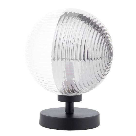 Där Lighting Esben Table Lamp Matt Black & Smoked/Clear Ribbed Glass