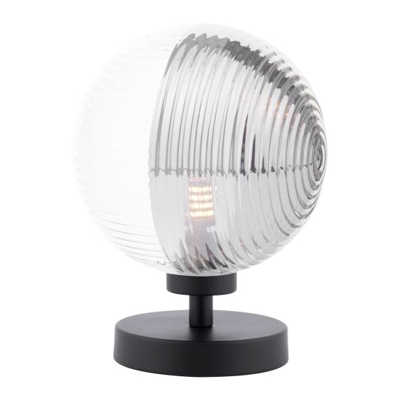 där lighting Esben Table Lamp Matt Black & Smoked/Clear Ribbed Glass
