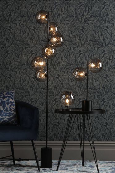 Där Lighting Esben Table Lamp Matt Black Smoked Dimpled Glass