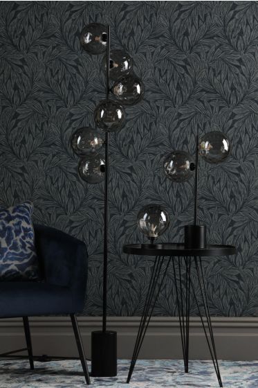 Där Lighting Esben Table Lamp Matt Black Smoked Dimpled Glass