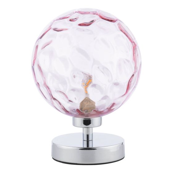 Där Lighting Esben Table Lamp Polished Chrome Pink Dimpled Glass