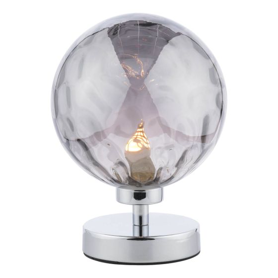 där lighting Esben Table Lamp Polished Chrome Smoked Dimpled Glass