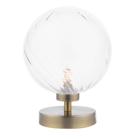 där lighting Esben Touch Table Lamp Antique Brass and Twisted Glass