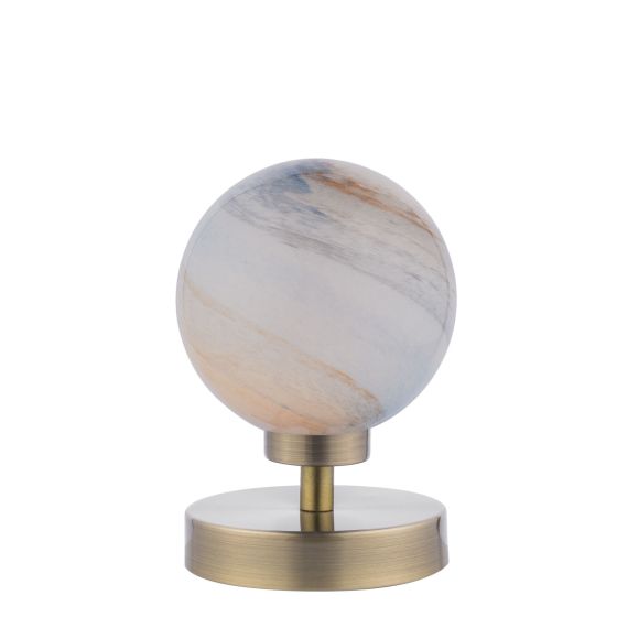 Där Lighting Esben Touch Table Lamp Antique Brass With Planet Glass