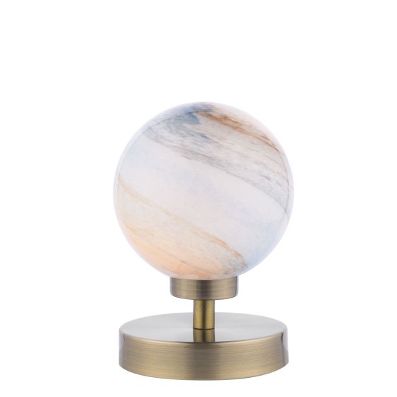 där lighting Esben Touch Table Lamp Antique Brass With Planet Glass
