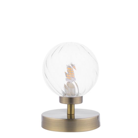 Där Lighting Esben Touch Table Lamp Antique Brass With Twisted Glass