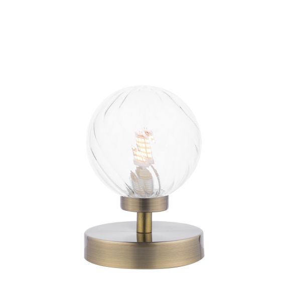 där lighting Esben Touch Table Lamp Antique Brass With Twisted Glass