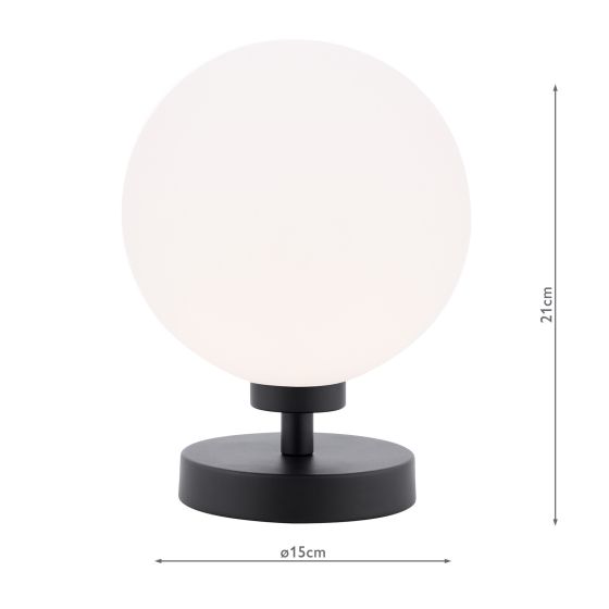 Där Lighting Esben Touch Table Lamp Matt Black And Opal Glass